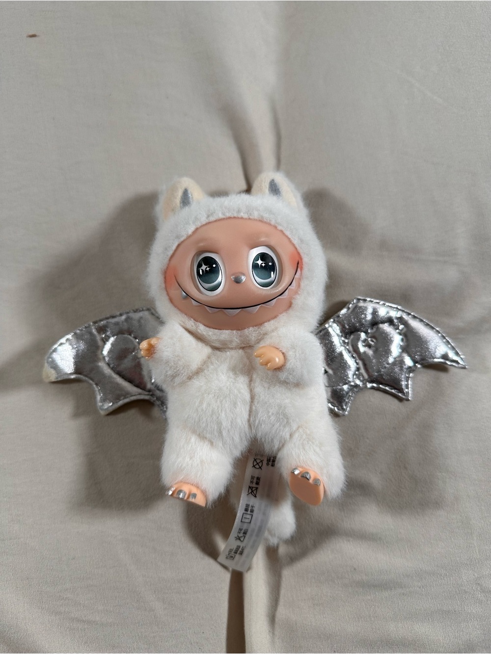 LABUBU THE MONSTERS White Figure Chrome Winged Doll Y2K Rare Flawed